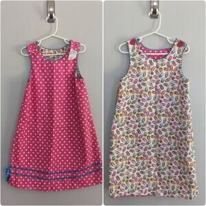 Girls Peaches And Cream Reversible 6X Dress Polka Dots And Flip Flops